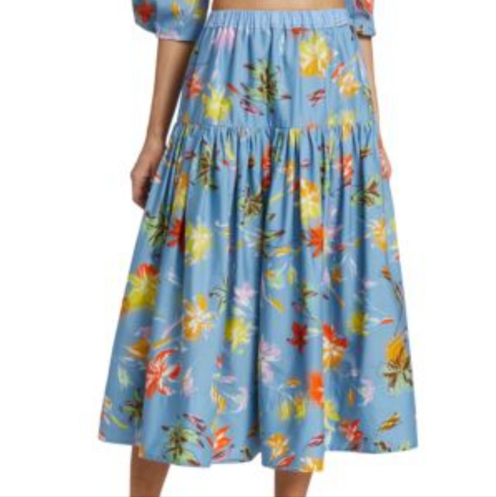 Floral Blue Midi Skirt
